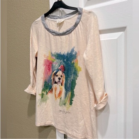 Anthropology Dog Print  Top by watercolor print, tees size XS - Picture 8 of 8